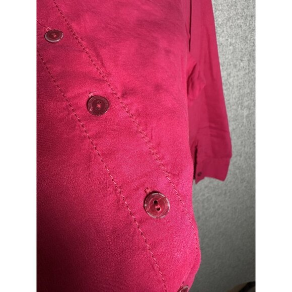 Eileen Fisher PL Petite Large Womens Top 3/4 Sleeve Button Linen Blend Pink - Picture 14 of 16